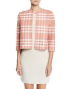 3/4-sleeve Plaid High-low Jacket