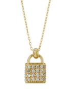 14k Gold Large Diamond Padlock Necklace