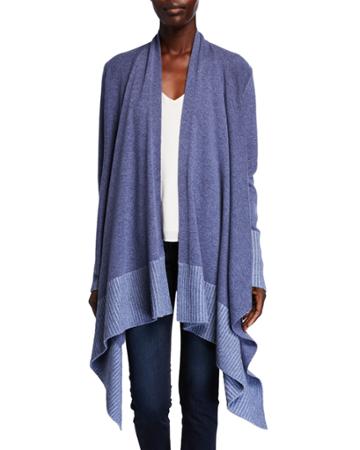 Vanise Trim Open Front Cashmere Cardigan