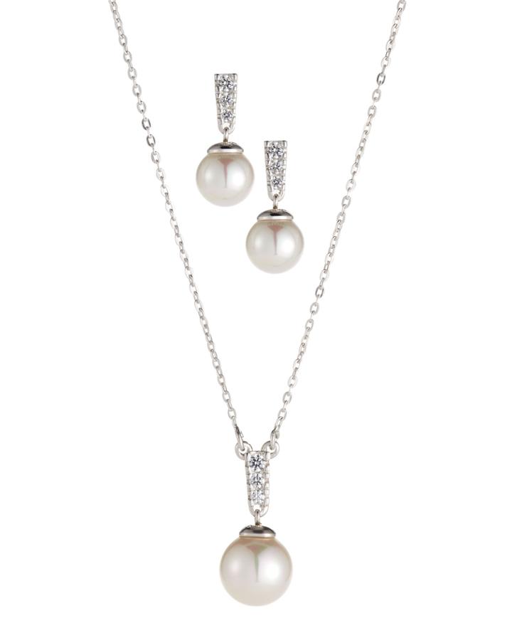 Cubic Zirconia Earrings & Pendant Necklace