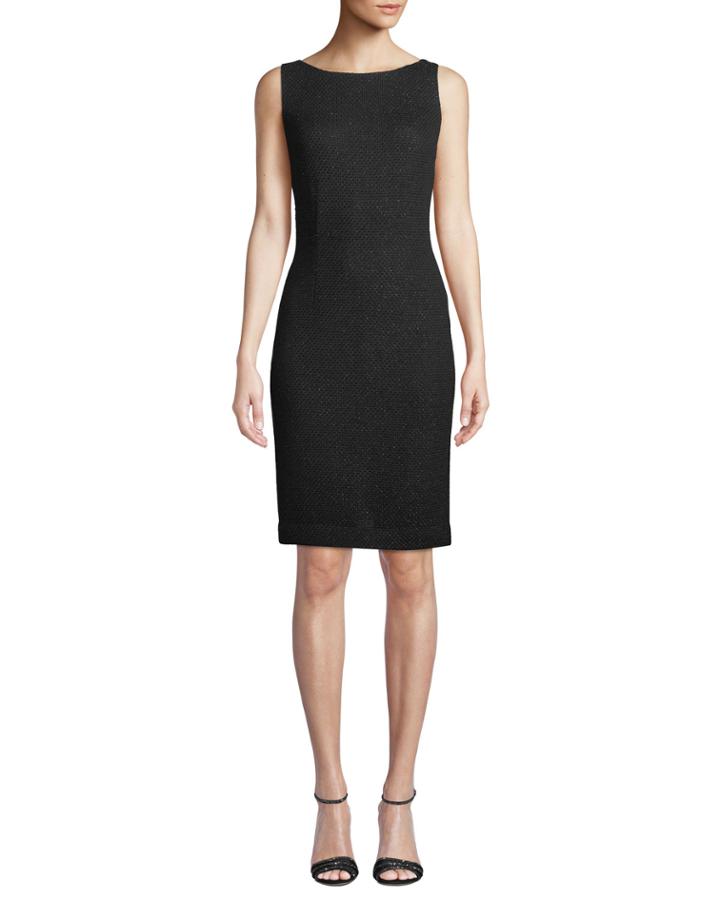 Sleeveless Shimmer Basket Sheath Cocktail Dress