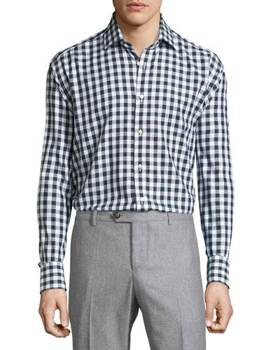 Classic-fit Regular-finish Check-print Sport