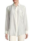 Damien Voile Long-sleeve Blouse, Cream