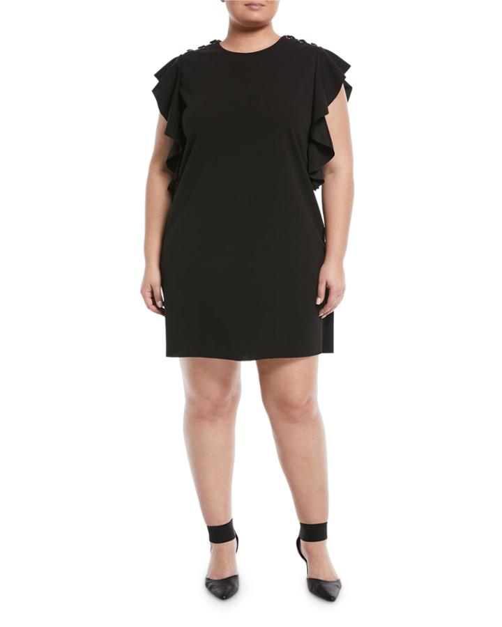 Ruffle-sleeve Grommet-shoulder