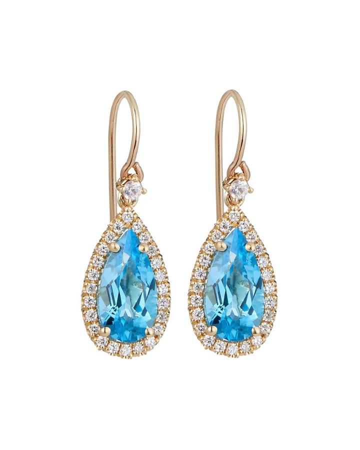 14k Diamond & Topaz Pear Earrings,