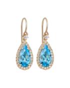 14k Diamond & Topaz Pear Earrings,