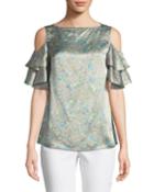Layla Lily-print Cold-shoulder