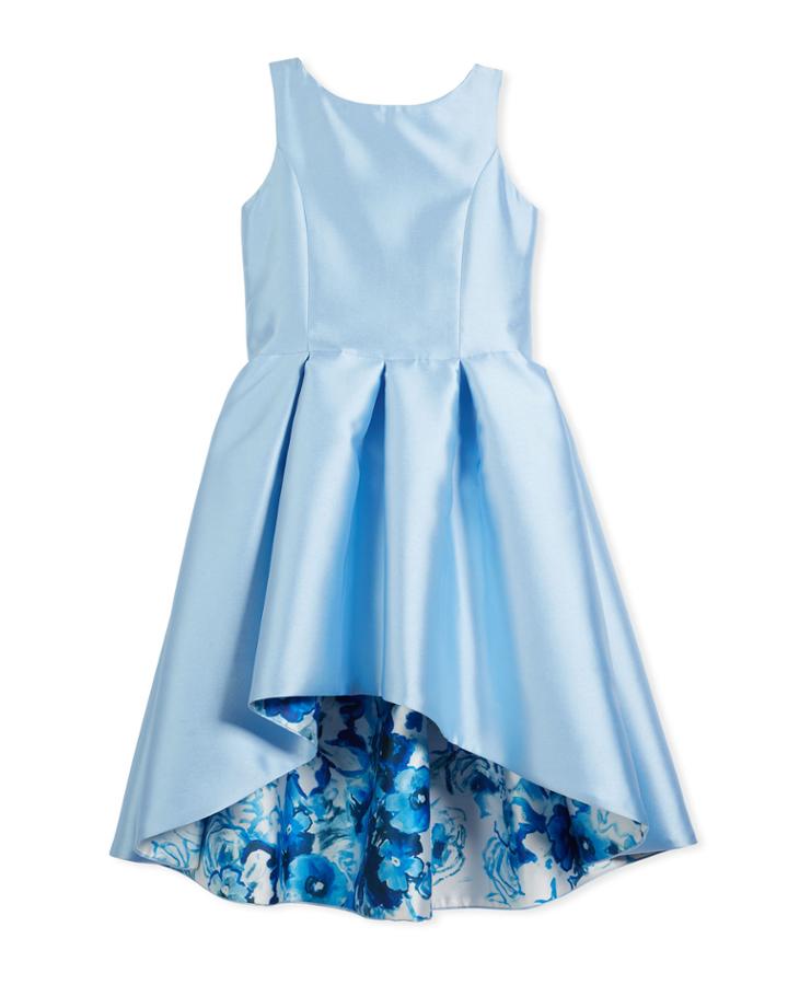 Matte Sateen Floral High-low Dress,