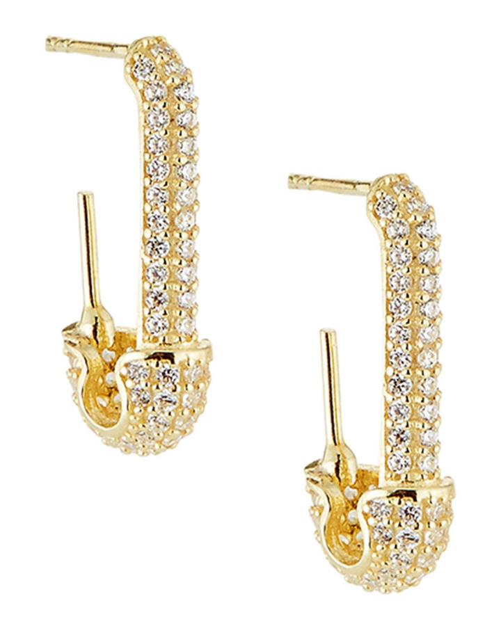 Pave Safety Pin Earrings