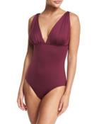 Draped-bodice One-piece