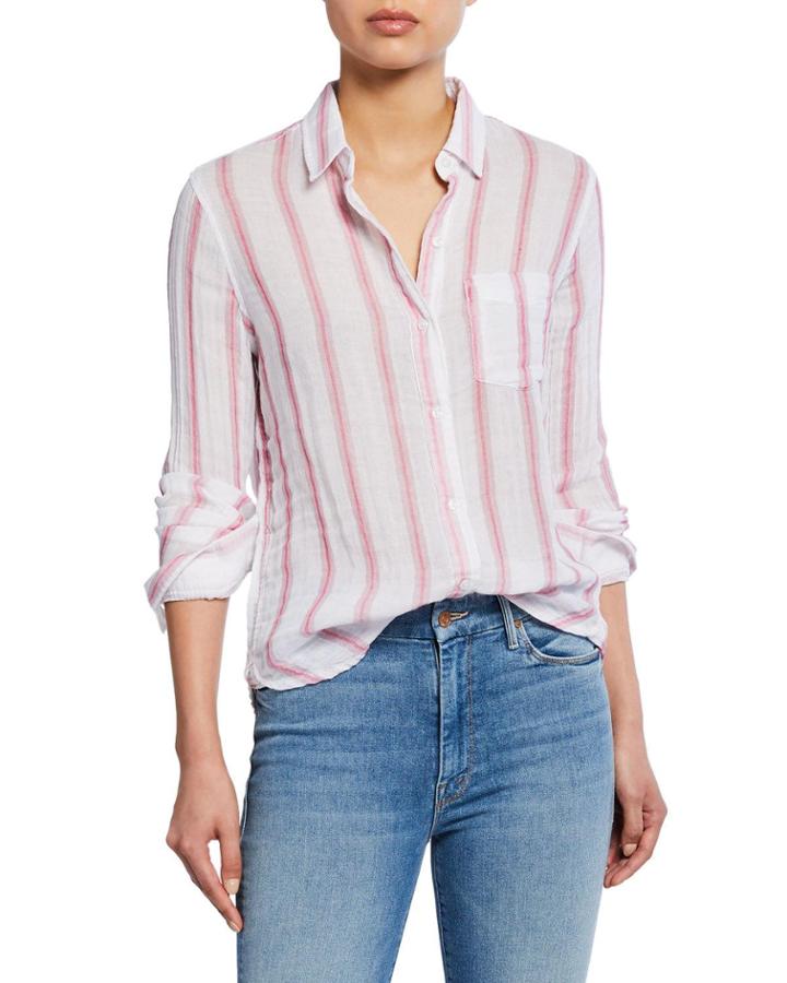 Reagan Striped Button-down Cotton