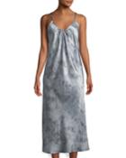 Watercolor Marble Shirred-neck Camisole Dress