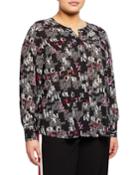 Remi One Love Printed Button-down Blouse,