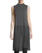 Sleeveless Mock-neck Stretch Silk Jersey Tunic