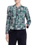 Marcy Zip-front Printed Jacket, Green
