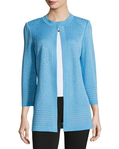3/4-sleeve Embossed Knit Jacket,