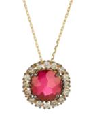 14k Crimson Topaz & Diamond Pendant Necklace