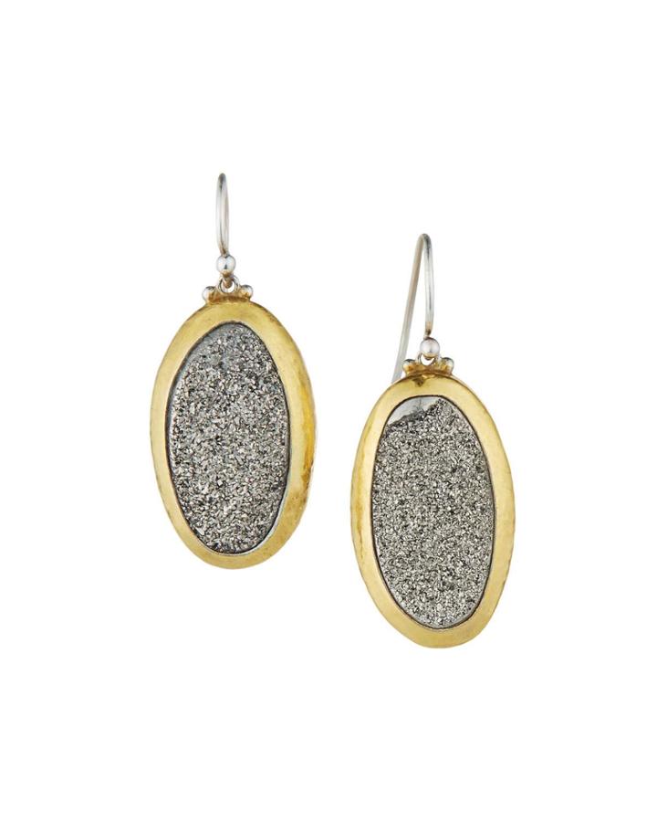 Two-tone Galaxy Dangle Earrings, Druzy Quartz