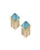 Fringe Pyramid Clip-on Earrings, Blue