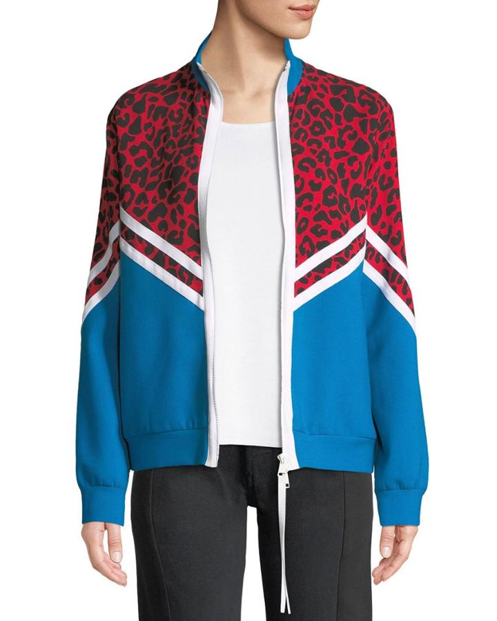 Colorblock Cheetah Zip-front Jacket