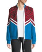 Colorblock Cheetah Zip-front Jacket