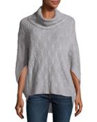 Cashmere-blend Cable Poncho, Heather Gray