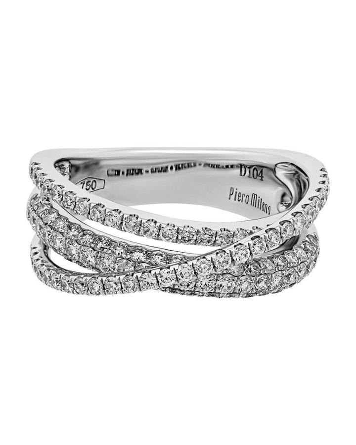 18k White Gold Diamond Overlap Ring,