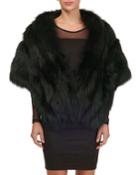 Leather-trim Silver Fox Fur