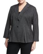 Tweed Peplum Two-button Blazer, Gray,