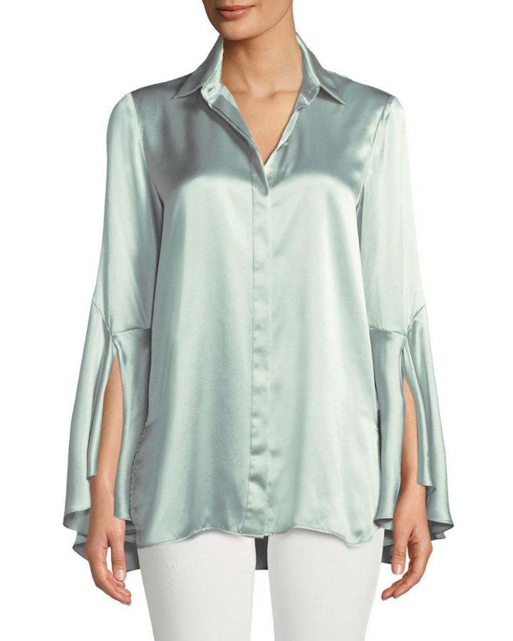Cartolina Silk Charmeuse Long-sleeve Blouse