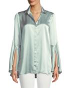Cartolina Silk Charmeuse Long-sleeve Blouse