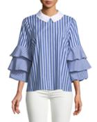Collared Ruffle-sleeve