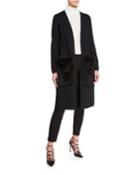 Demi Long Open Sweater Coat W/ Fox Fur Pockets