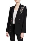 Estelle Embroidered One-button Crepe Blazer