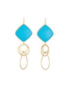 Large Turquoise Bezel Link Drop Earrings