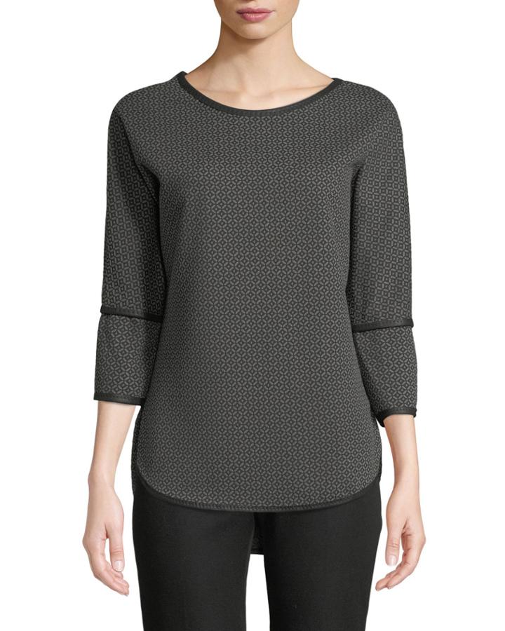 3/4-sleeve Dobby Jacquard Top