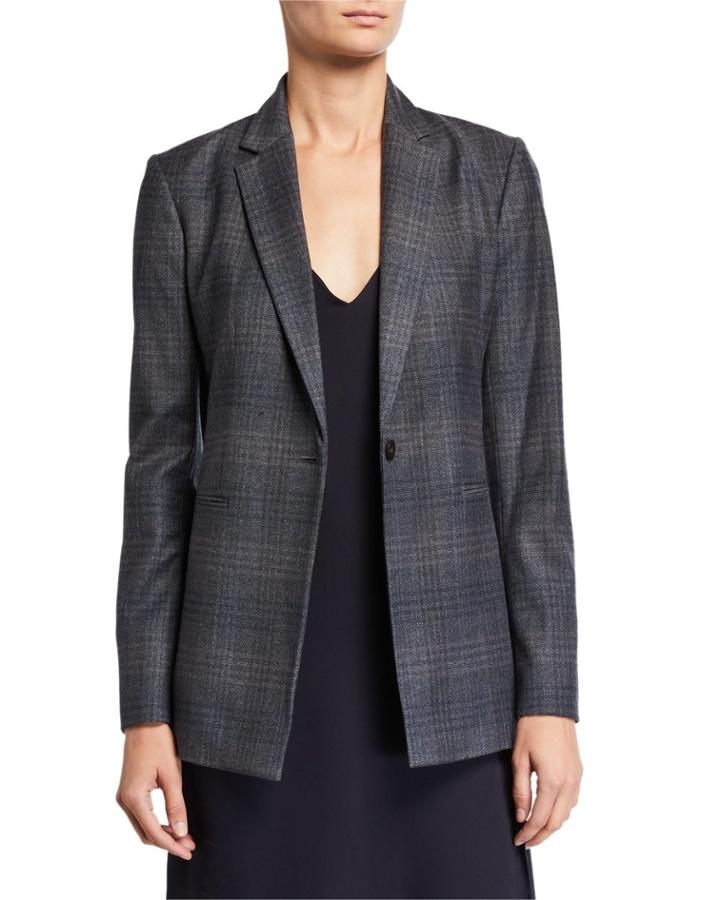 Soft Plaid Wool Blazer