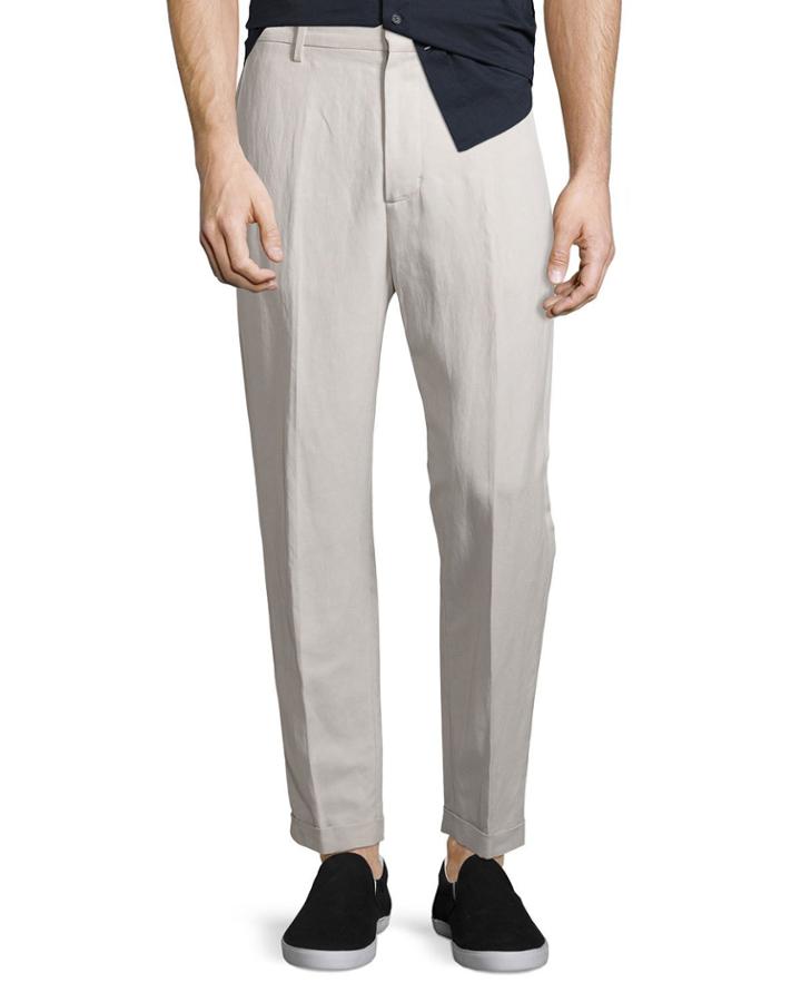 Relaxed Linen-blend Cropped Trousers