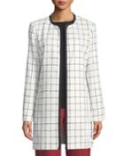 Long Checkered-tweed Topper Jacket