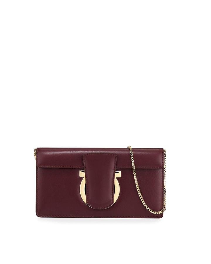 Gancini Leather Clutch Bag