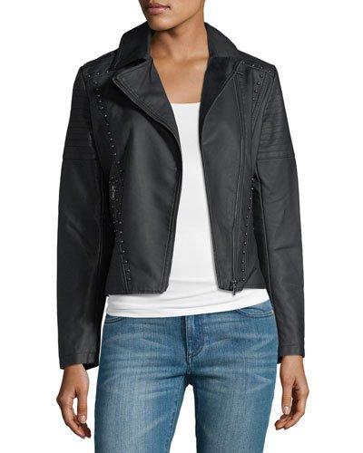 Studded-trim Faux-leather