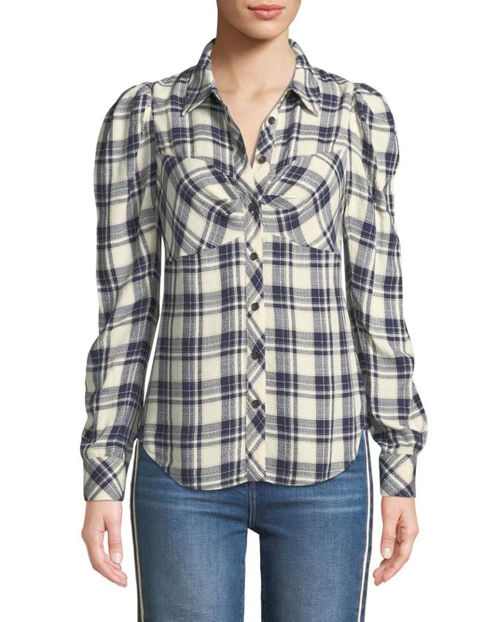Candice Plaid Fitted Blouse