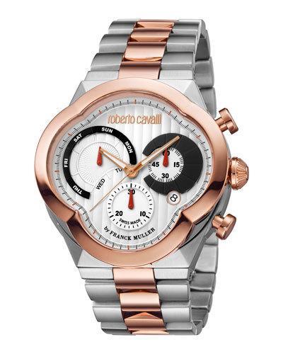 Men's 47mm Clover Chronograph Watch W/ Bracelet, Rose/steel