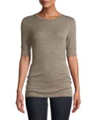 Short-sleeve Crewneck Fitted Wool Top