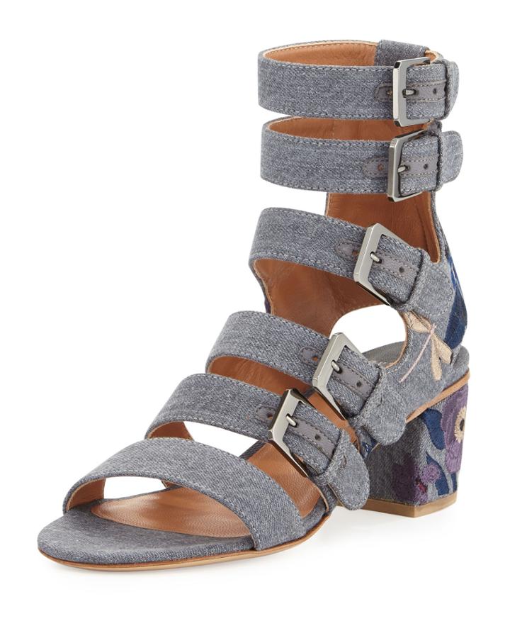 Nora Embroidered Buckle-strap Sandals,