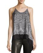 Floral Silk Cami Scarf Top, Blush/multi