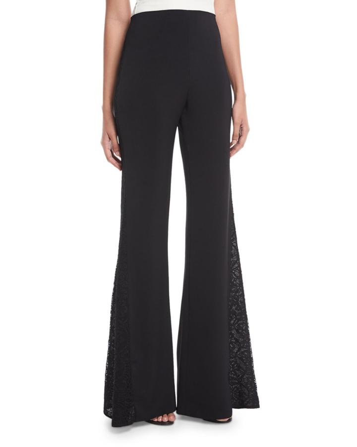 Mandy Side-panel Flared Crepe Pants