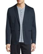 Unconstructed Two-button Sateen Jacket, Navy