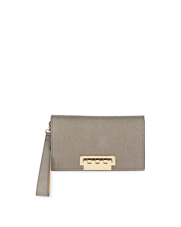 Earthette Glitter Leather Clutch Bag, Yellow Gold