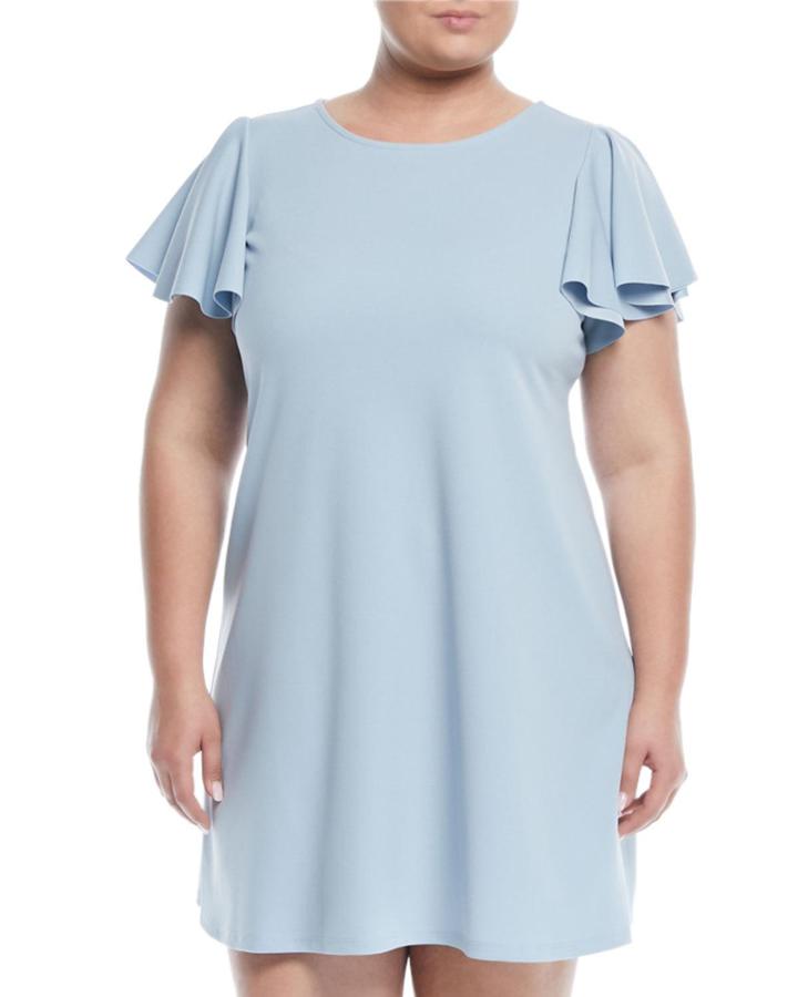 Flutter-sleeve Scuba Sheath Dress,